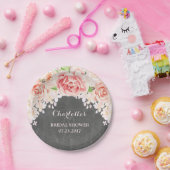 Rosa Watercolor-Blumentafel-Brautparty Pappteller (Party)