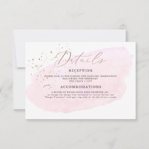 Rosa Watercolor Champagner-Blasen Details Einladung