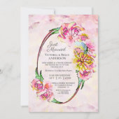 Rosa Watercolor Floral Hochzeitsempfang Einladung (Vorderseite)