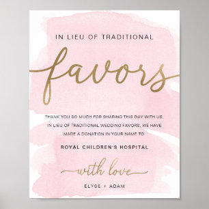Rosa Watercolor-Gold-Anstelle-von-Geschenken-Schil Poster