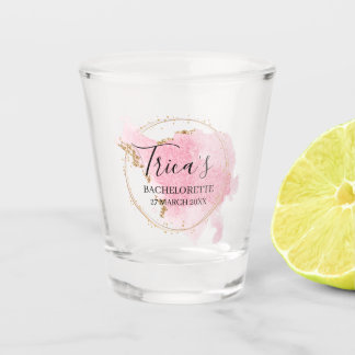 Rosa Watercolor Gold Glitzer Junggeselinnen-Abschi Schnapsglas