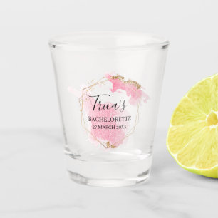 Rosa Watercolor Gold Glitzer Junggeselinnen-Abschi Schnapsglas