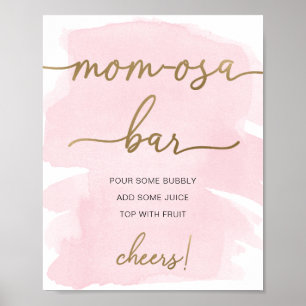 Rosa Watercolor-Gold-Mom-Osa-Bar-Schild Poster