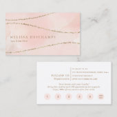 Rosa Watercolor-GoldGlitzer-Hinterloyalitäts-Karte Treuekarte (Vorne/Hinten)