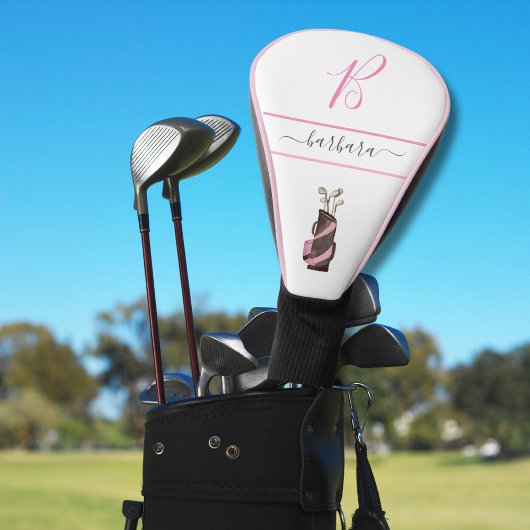 Rosa Watercolor Golf Clubs Monogram Name Headcover