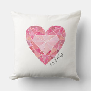 Rosa Watercolor-Herz-Juwel Glam-Diamant MR&MRS Chi Kissen