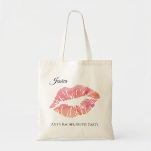Rosa Watercolor-Lippenpersonalisierte Tasche