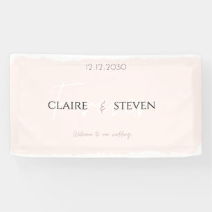 Rosa Watercolor-Overlay-Hochzeits-Willkommensbanne Banner