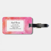 Rosa Watercolor personalisierter Gepäck-mit Gepäckanhänger (Rückseite horizontal)