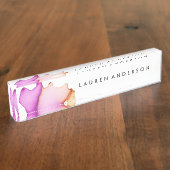 Rosa Watercolor-personalisierter Namensplakette (Seite)