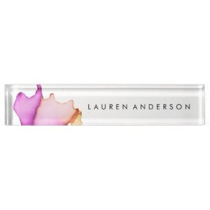 Rosa Watercolor-personalisierter Namensplakette