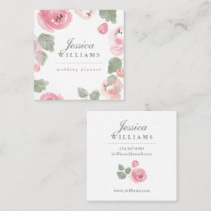 Rosa Watercolor-Rosen-botanische Geschäfts-Karte Quadratische Visitenkarte