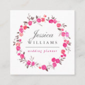 Rosa Watercolor-Rosenwreath-Geschäfts-Karte Quadratische Visitenkarte (Vorderseite)