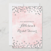 Rosa Watercolor-Silberconfetti-Brautparty Einladung (Vorderseite)