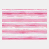 Rosa Watercolor-Streifen-Wrap Geschenkpapier Set (Vorderseite 3)