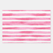 Rosa Watercolor-Streifen-Wrap Geschenkpapier Set (Vorderseite 2)