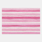 Rosa Watercolor-Streifen-Wrap Geschenkpapier Set (Vorderseite)