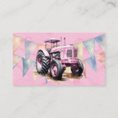 Rosa Watercolor Tractor Girl Diaper Visitenkarte (Rückseite)