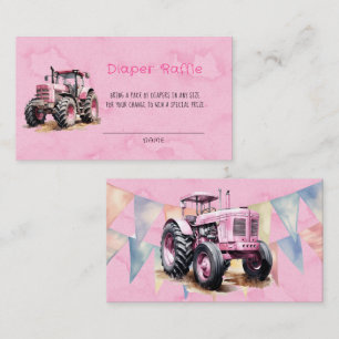 Rosa Watercolor Tractor Girl Diaper Visitenkarte