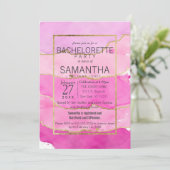 Rosa Watercolor-und GoldJunggeselinnen-Abschied Einladung (Stehend Vorderseite)