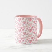 Rosa Watercolor-Valentinsherzen-Muster Tasse (VorderseiteRechts)