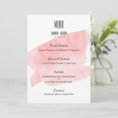 Rosa Watercolor Wash Wedding Menu Menükarte (Stehend Vorderseite)