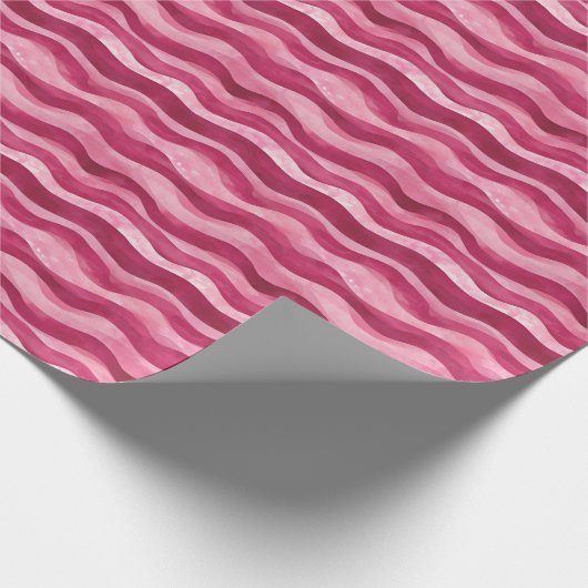 Rosa Watercolor Wavy Lines Geschenkpapier (Ecke)