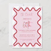 Rosa Wavy Border 60. Geburtstag Einladung (Vorderseite)
