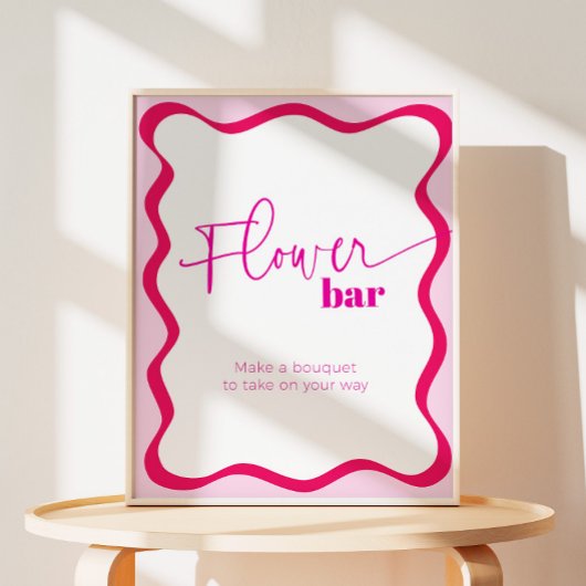 Rosa Wavy Border Blume Bar macht einen Bouquet-Fav Sockelschild