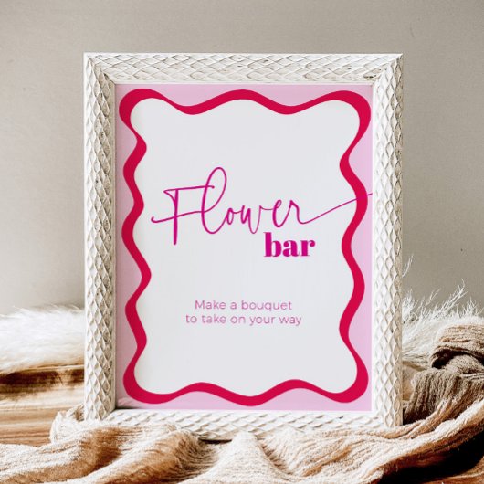 Rosa Wavy Border Blume Bar macht einen Bouquet-Fav Sockelschild