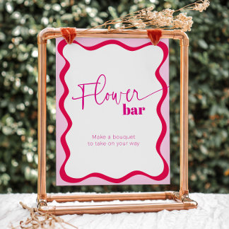 Rosa Wavy Border Blume Bar macht einen Bouquet-Fav Sockelschild