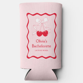 Rosa Wavy Cherry am oberen Bow-Junggeselinnen-Absc Selters Dosenkühler