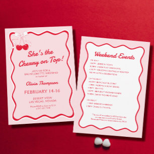 Rosa Wavy Cherry am oberen Junggeselinnen-Abschied Einladung