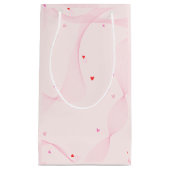 Rosa Wavy Linien mit roten Herzen Geschenktasche Kleine Geschenktüte (Vorderseite)