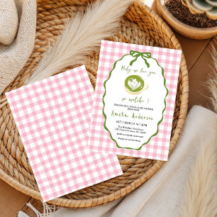 Rosa We Love You So Matcha Baby Shower Einladung