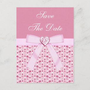 Rosa Wedding Flamingos Save the Date Ankündigungspostkarte