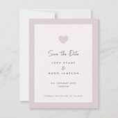 Rosa Wedding Heart Design Save the Date Karte (Vorderseite)