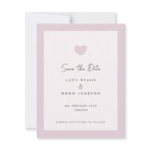 Rosa Wedding Heart Design Save the Date Karte