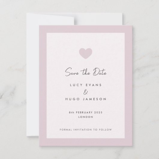 Rosa Wedding Heart Design Save the Date Karte (Vorderseite)