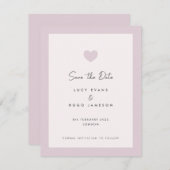 Rosa Wedding Heart Design Save the Date Karte (Vorne/Hinten)