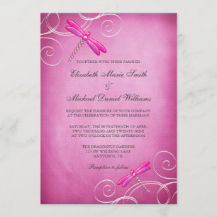 Rosa Wedding Libellen-Wirbel Einladung