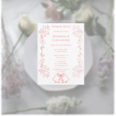 Rosa Wedding Menu Card Glocken Scrollwork Menükarte