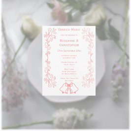 Rosa Wedding Menu Card Glocken Scrollwork Menükarte