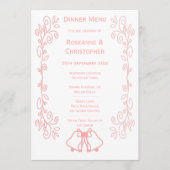 Rosa Wedding Menu Card Glocken Scrollwork Menükarte (Vorderseite)