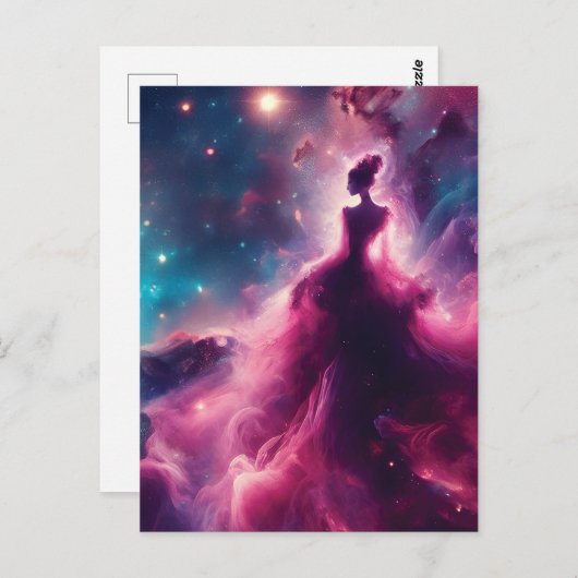 Rosa, weiblicher Nebel im Weltraum Postkarte (Vorne/Hinten)