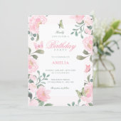 Rosa weich floral einladung (Stehend Vorderseite)