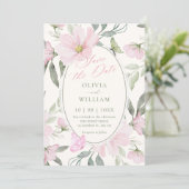 Rosa weiche florale Schmetterlings-Hochzeit Save The Date (Stehend Vorderseite)