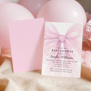 Rosa weiche Schleife Mädchen Baby Shower Einladung