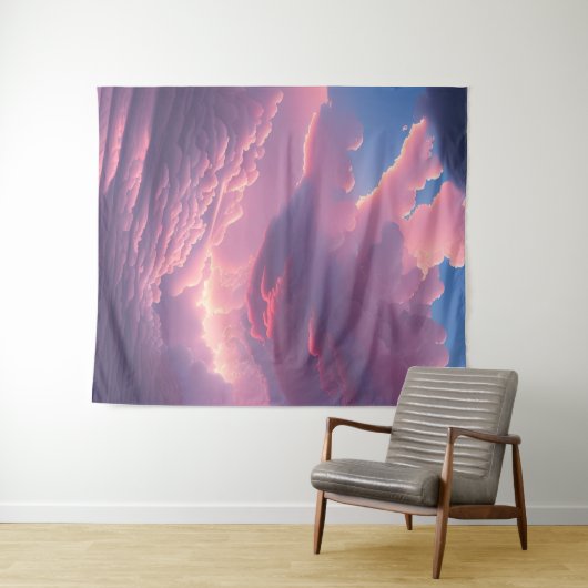 Rosa weiche Wolken Wandteppich (Beispiel (Horizontal))