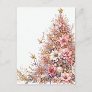 Rosa, weicher pastellfarbener Weihnachtsbaum Feiertagspostkarte
